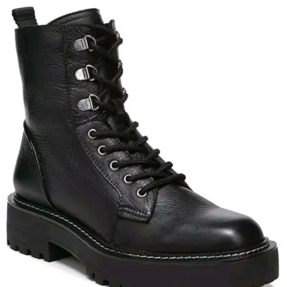 Sam Edelman / Women's Lue  Lugged Sole Black Leather Combat Boots Size 8 - Picture 8 of 10